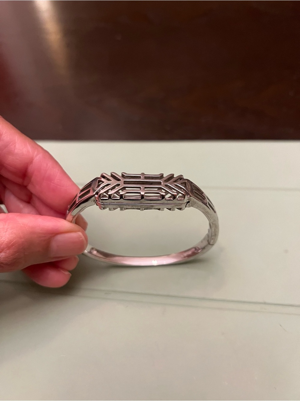 FUNIC Smart Watch Band Geometric Bangle Bracelet - Silver tone